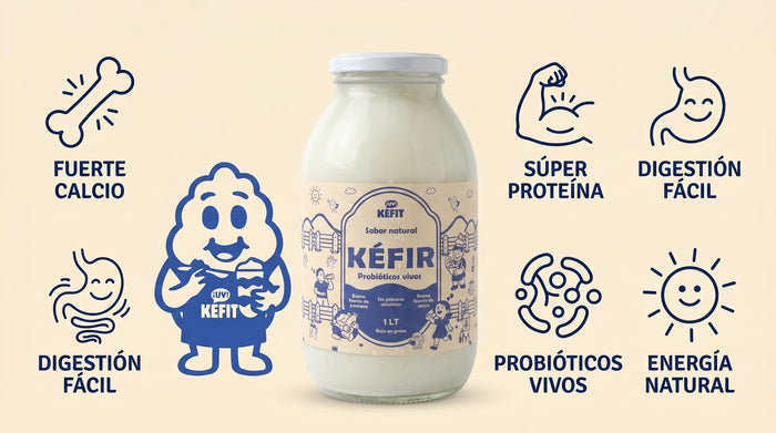 Beneficios del kéfir ¡UY! KEFIT: calcio, proteína, digestión, probióticos, energía