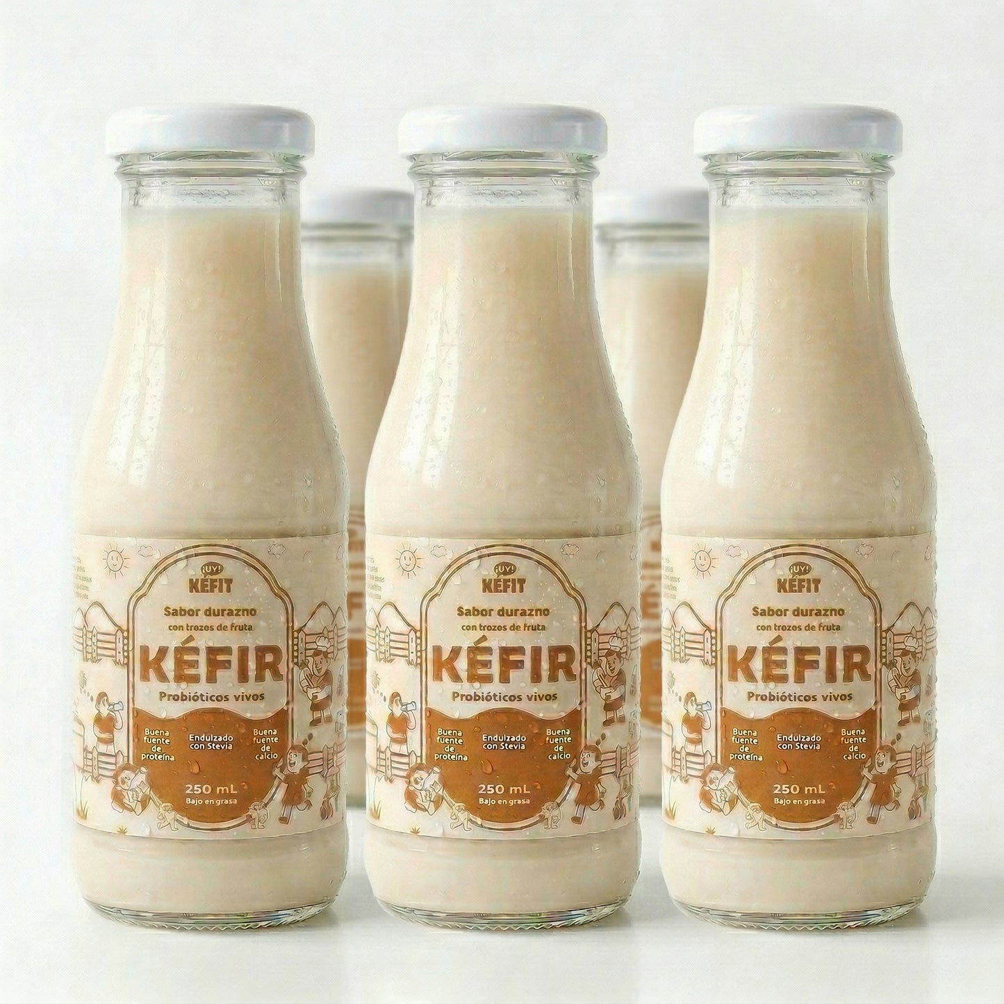 Pack de 6 botellas de kéfir durazno KEFIT 250 ml — ahorro
