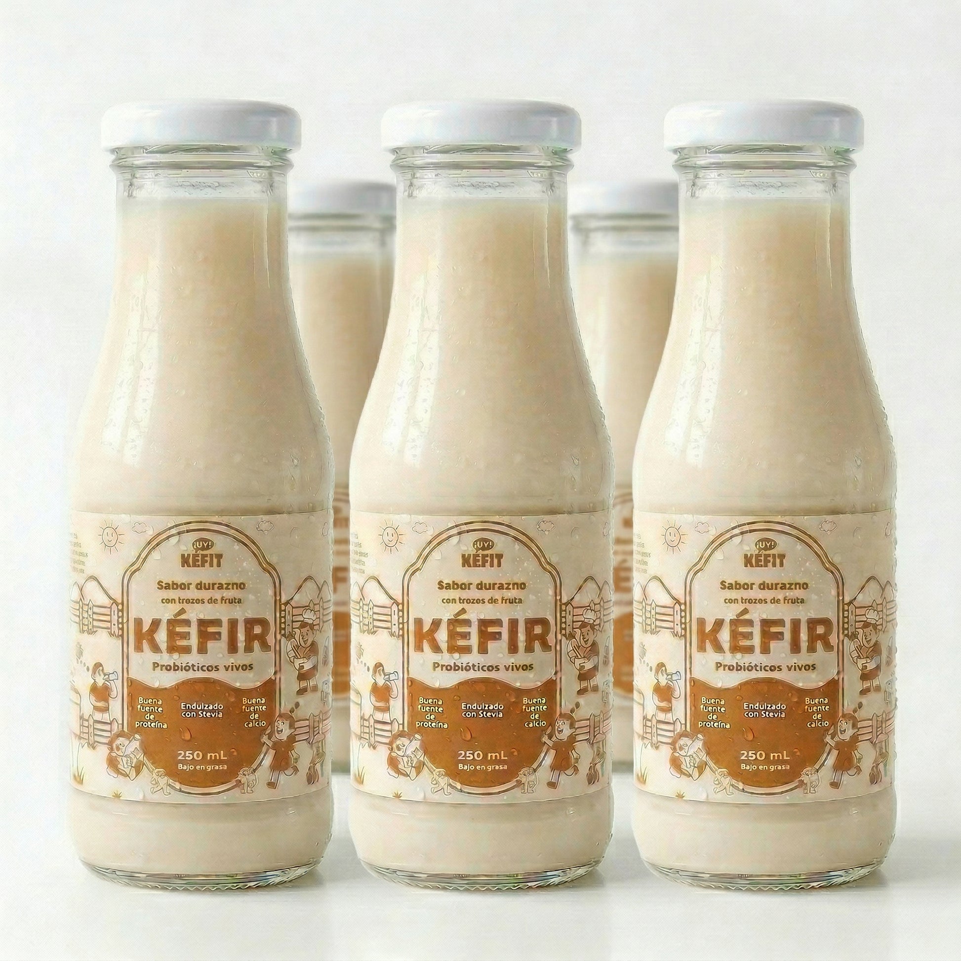 Pack de 6 botellas de kéfir durazno KEFIT 250 ml — ahorro