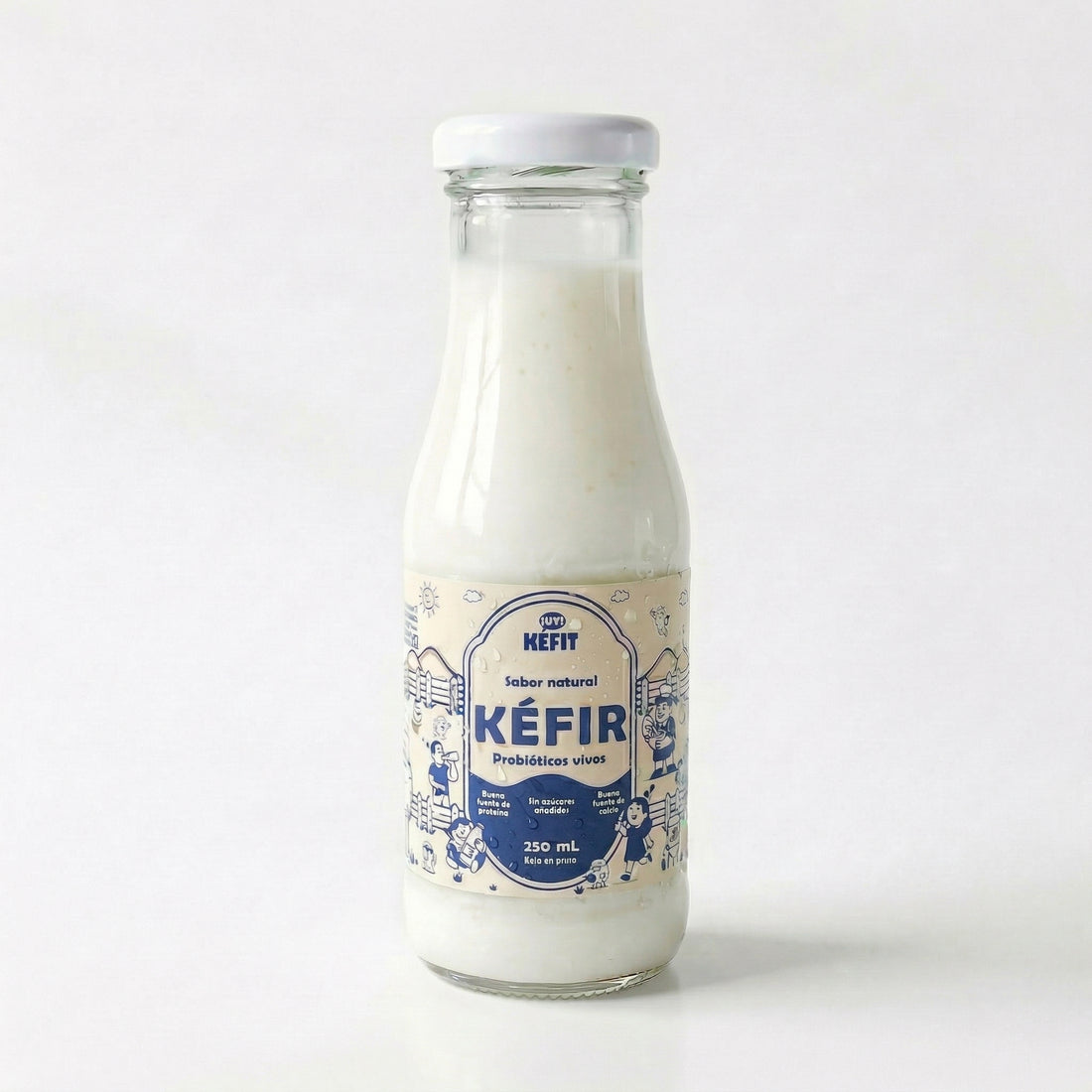 Botella de kéfir natural KEFIT 250 ml — vista frontal