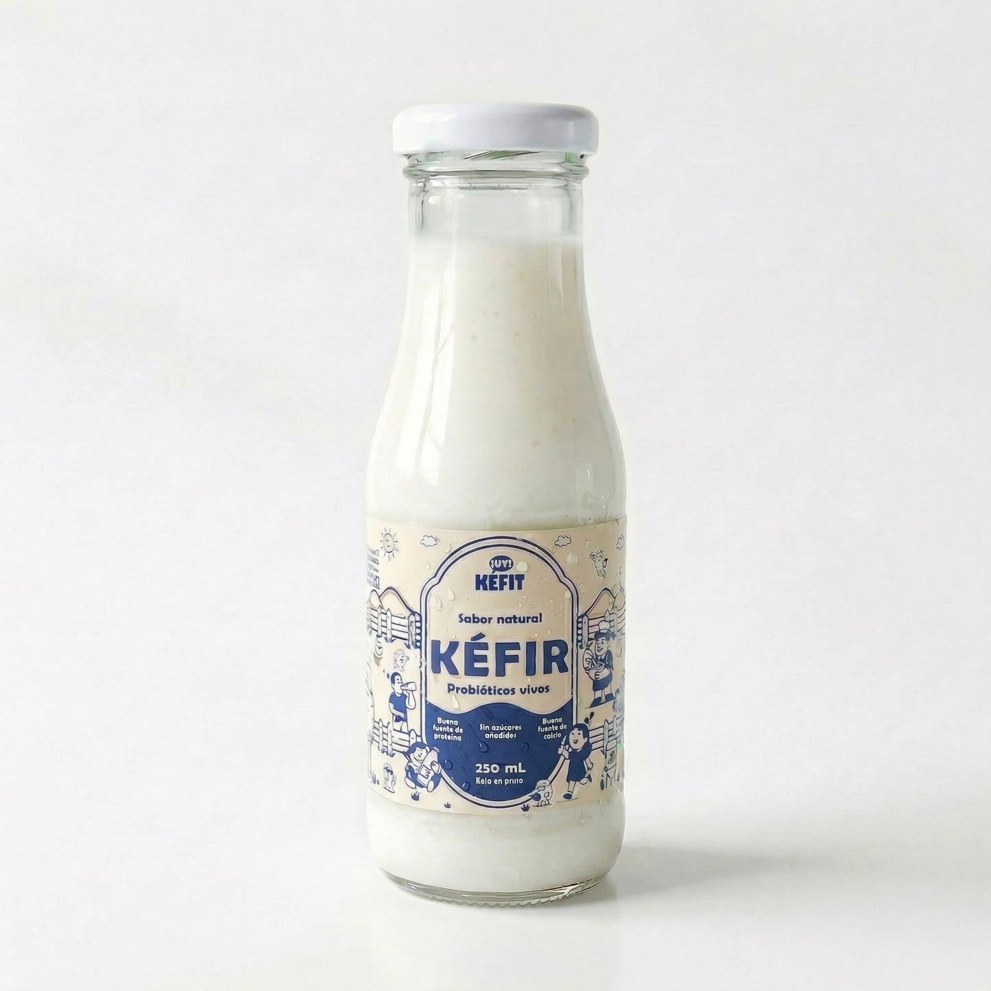 Botella de kéfir natural KEFIT 250 ml — vista frontal