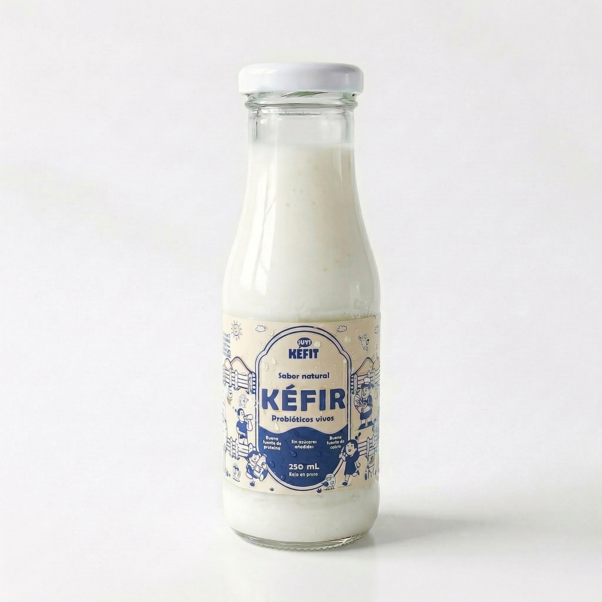Botella de kéfir natural KEFIT 250 ml — vista frontal