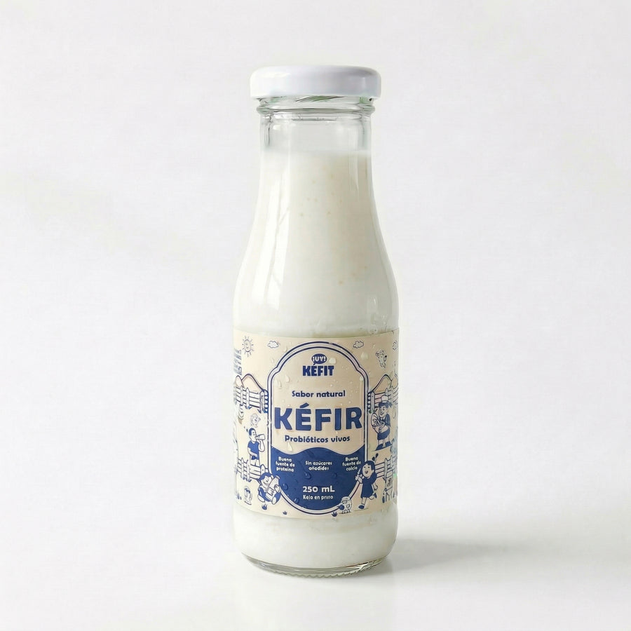 Botella de kéfir natural KEFIT 250 ml — vista frontal